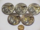 O-485 Elgin 5 Partial 7j 12s Pocket Watch Movements Parts Repair Steampunk
