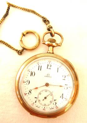 2234013 Omega 1906 Antique Swiss Pocket Watch With Fob 17 Jewels 2 Positions