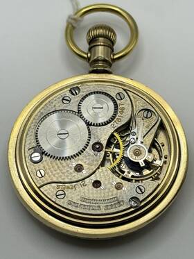 2781467 Omega 1907 21 Jewel Pocket Watch Swiss Enamel Dial Keystone 20yr Case Runs