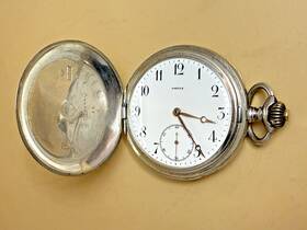 4125225 Omega .800 Silver Full-hunter Pocket Watch 1915-1916 Excellent Condition Runs