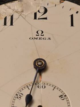 4424734 Omega Inch Vintage Pocket Watch Movement Non-running For Parts Includes Dial