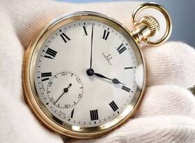 5823529 Omega 1921 - Antique Swiss Gold Plated Pocket Watch Serviced Runs