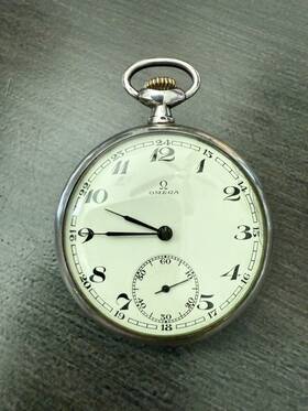 764527 Omega 1938 Pocket Watch - Coin Sterling Silver Keeping Great Time