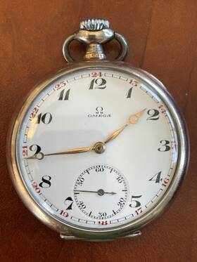 Silber-0 Omega 1920 S Open Face Art Deco Pocket Watch