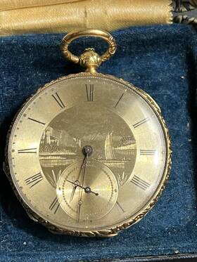 E5949 Oudin Antique French 18k Yellow Gold Charles Pocket Watch