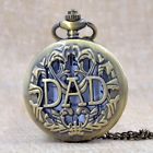 P001b Tiedan Bronze Dad Hollow Quartz Pocket Watch Analog Pendant Dont