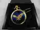 P1170908 Native U.s.a Gold Tone Blue Engle Pocket Watch