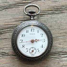 332332 Paskar W. Co Switzerland P.w.co Antique 800 Silver Pocket Watch Etched Flowers Not Working Swiss