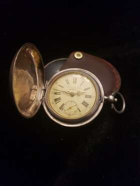 W161 Perret & Fills Brenets Antique Swiss And Fils Solid Silver Hunt Case Pocket Watch Working