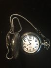 Pocket Chain Quartz Moulin Watch Silver Finish Fish