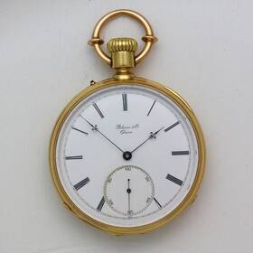 24523 Poitevin & Co. And Geneva No. 18k Yellow Gold Open Face Pocket Watch Ca 1900s
