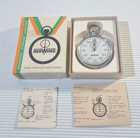 102.311 Precision 102. 311 Herwins Stop Watch Swiss Instrument With Box Made In Switzerland