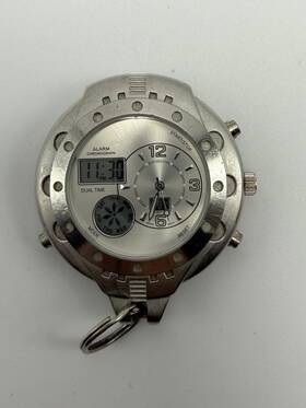 6936 Puru New Battery Mens Pocket Watch Analog/digital Silver Tone 45mm