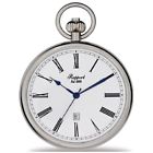 Pw73 Rapport Quartz Open Face Pocket Watch Silver Plated Date Model
