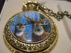 Pws-95856s Colibri Pocket Watch Nos Deer Hunting Case Gold Tone Quartz