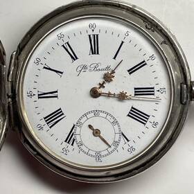 84-0875 Qte Bouttee Pocket Watch Swiss 15j Silver Key-set And Wind 54mm