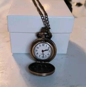Quartz 669002405123 Butterfly Pocket Watch Flower Fashion Jewelry Necklace Floral Bronze Tone