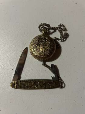 R1001-dpw Ravel Wagner Pocket Watch Hunter Case With Knife Germany Not Working