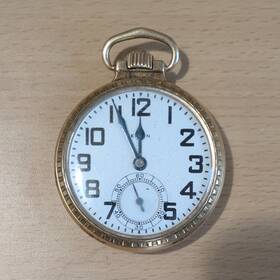 6328143 Raymond 21j Gold Filled Yellow Open Face Pocket Watch White Dial