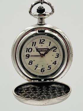 10335 Relic / Pocket Watch Craftsman Model Zm New Battery Installed/w Chain