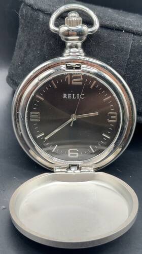 B514 Relic Silver Tone Pocket Watch -