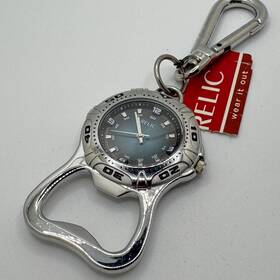 Rml5025470 Relic Pocket Watch Men Silver Snap-on Quartz Bottle Opener New Batte