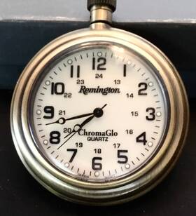 38-043 Remington Chroma Glo Pocket Watch New Old Stock Belt Loop Snap Open Style 38043