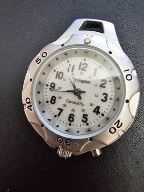 38-170 Remington Chromaglo Silver Tone Quartz Analog Keychain / Pocket Watch