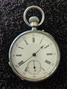 13518 Remontoir 8 Jewels Vintage Pocket Watch Swiss Solid Silver Rubies