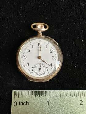 W4321 Remontoir Pocket Watch 10 Rubis Rose Gold Silver 800