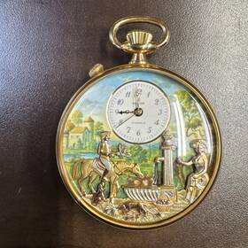 951023 Reuge Luge Pocket Watch Karakuri Music Box Hand Winding Mens