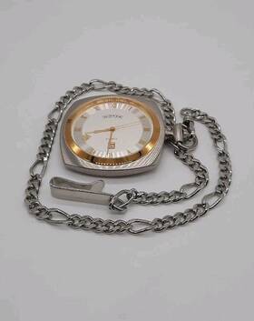 Rd141 Riders Quartz Pocket Watch - Two Tone Stainless Steel With Chain Read