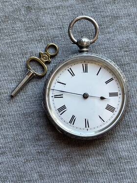 1830-1870 Robert Roskel 34mm Movement Key Wind And Set Pocket Watch Coin Silver