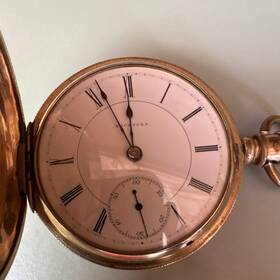 238760 Rockford Pocket Watch Gold Filled Full Hunter Roman Numerals Mechanical