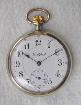 573gt Rockford 16s 17j Grade Open Face Nickel Case Pocket Watch Running Nicely