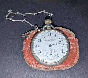 647634 Rockford Antique Pocket Watch Grade 615 Model 3 Non-running W Chain And Pouch