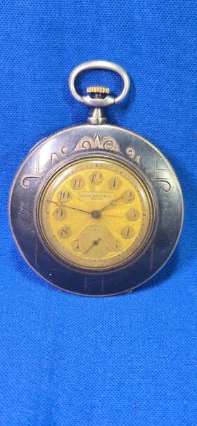 80658 Rose Watch Co. Antique W 925 Sterling Silver Pocket Case Automatic Working Good