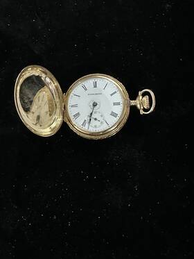 004070 Rosemere New York Standard Antique 14k Gold 11 Jewel Double Hunter Pocket Watch