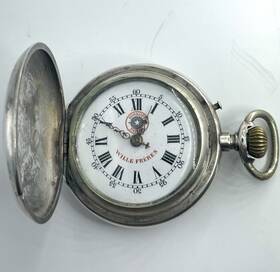 17379 Roskopf Antique Sterling Silver Pocket Watch Wille Freres-read
