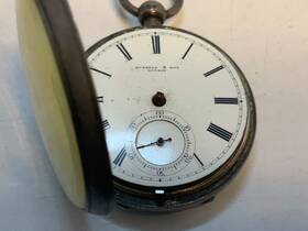 13897 Russell & Son Antique And London English Sterling Silver Pocket Watch As Is