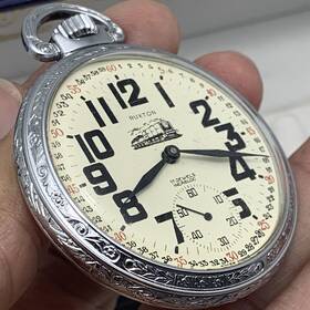 W303 Ruxton Vintage Train Stainless Steel 17 Jewels Incabloc Swiss Pocket Watch