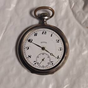 2037120 S.h.f.o Vintage S.u.f. Silver Metal Open Face Pocket Watch Running No Front Crystal