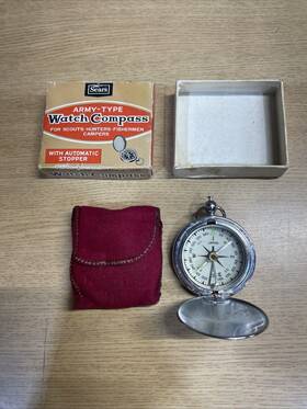 10604 Sears Vintage 1960 S Army-type Watch Compass In Box With Pouch #10604 Japan