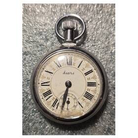 N7397tn Sears Vintage Mechanical Pocket Watch 18 Size White Roman Dial Train Case