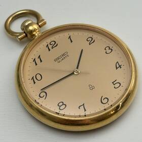 3312-0018 Seiko Vintage Pocket Watch Gold Tone 37mm Japan Quartz 9n1043 - New Battery