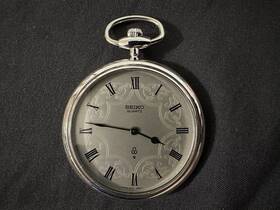 7820-0020 Seiko Vintage Pocket Watch Ss Silver Dial Quartz
