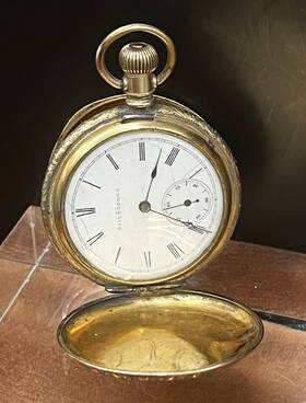 111282 Seth Thomas Early 1900 S Model 14 Hand Tooled Gf Male Stem Pocket Watch