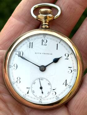 2530084 Seth Thomas Vintage Gold Pocket Watch 52.95mm Size - Runs Well Sn