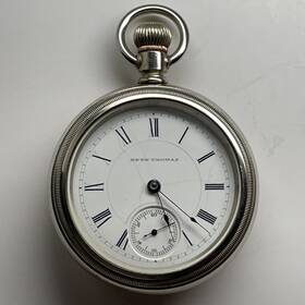641246 Seth Thomas Pocket Watch Open Face Lever Set 18s Star Case Sn C. 1987/88