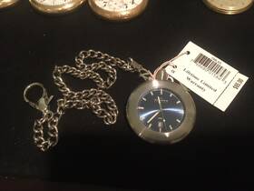 104lssm Skagen Denmark Ultra Slim Quartz Steel Pocket Watch Gunmetal Face With Chain